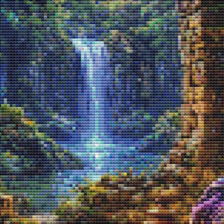 Cross Stitch Pattern - Wizard and Cat, Mystic Ruins - Instant Digital Download