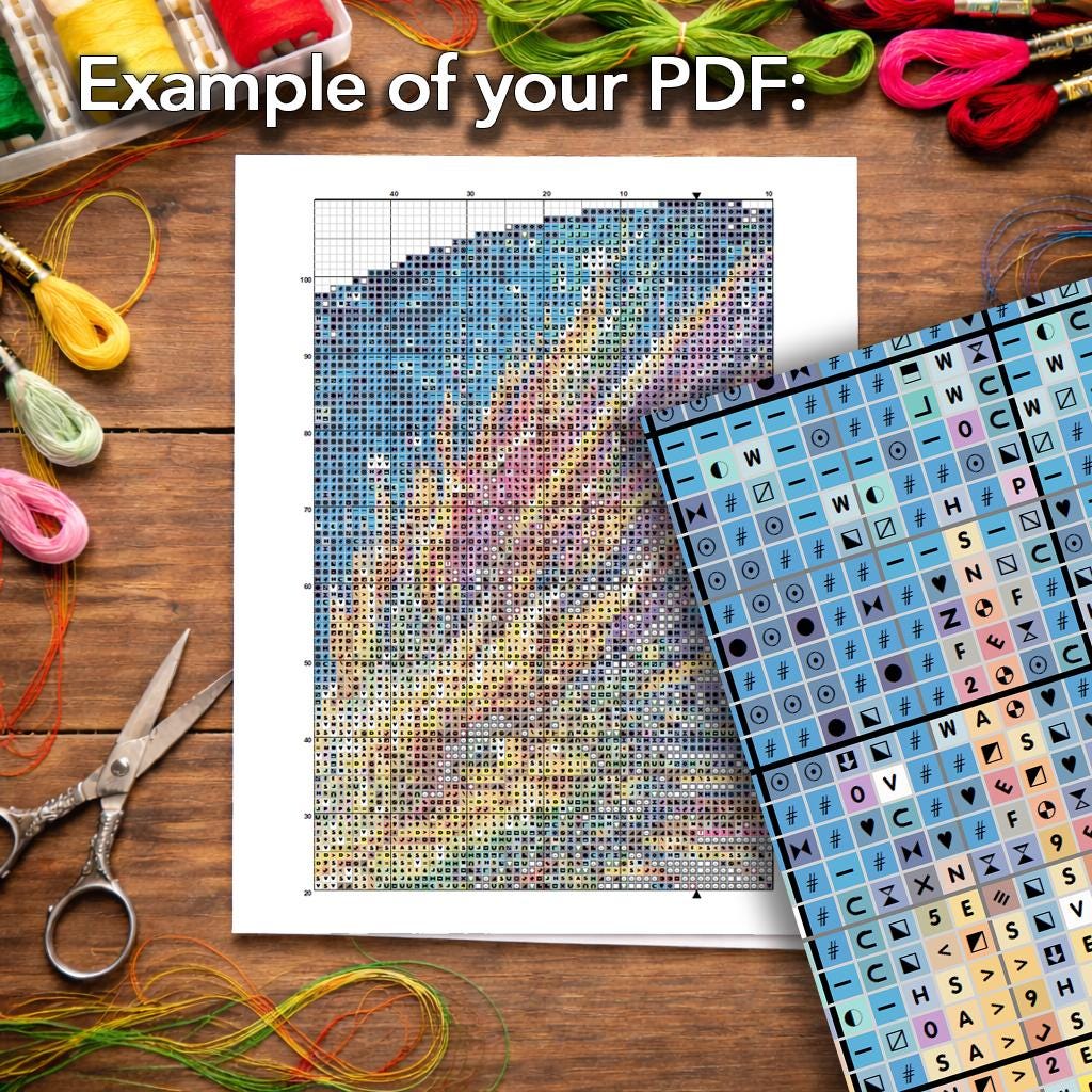 Cross Stitch Pattern - Baby Loon and Mother, Mountain Sunset - Instant Digital Download