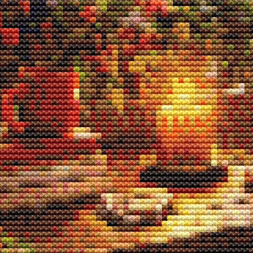 Cross Stitch Pattern - Rainlit Garden Room with Cat - Instant Digital Download