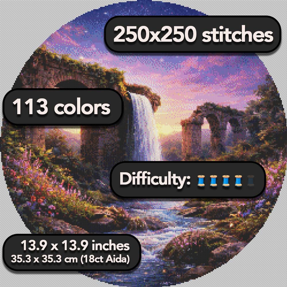 Cross Stitch Pattern - Where the Aqueduct Ends - Instant Digital Download