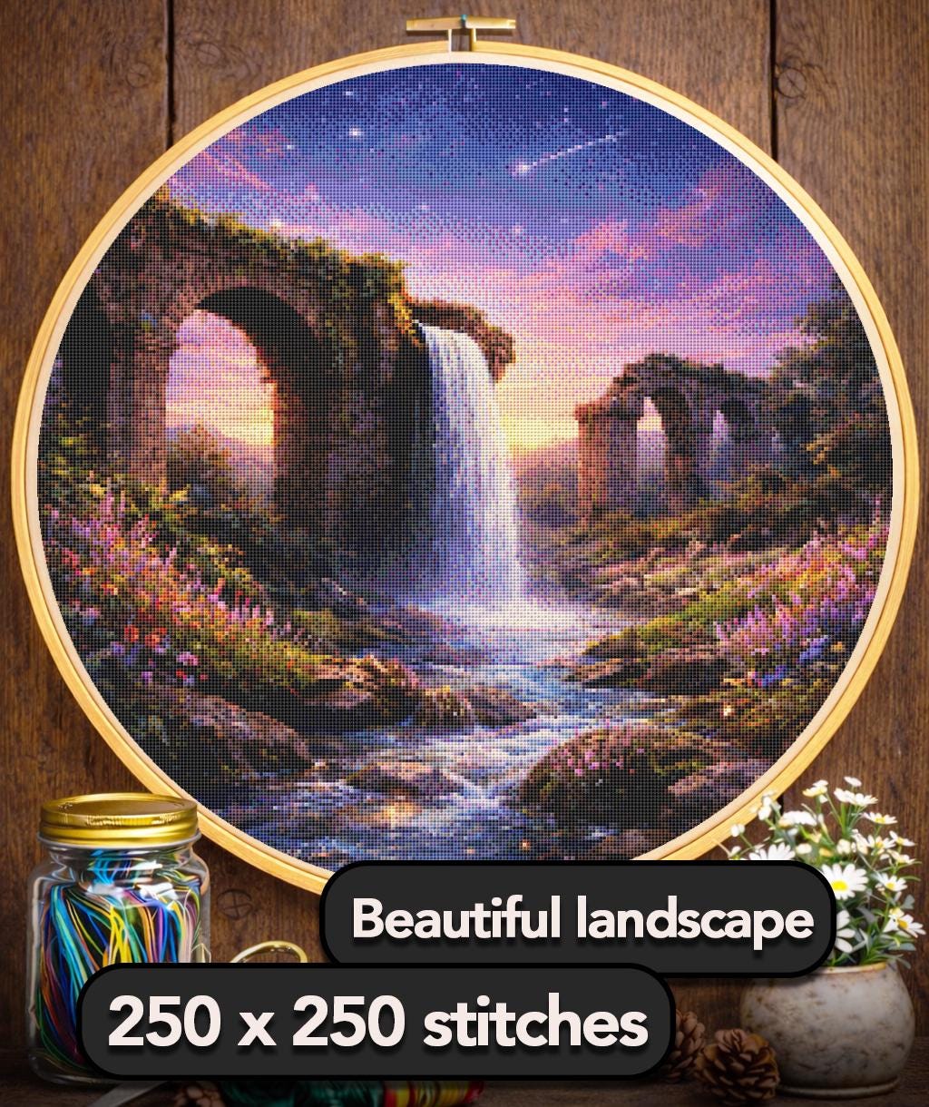 Cross Stitch Pattern - Where the Aqueduct Ends - Instant Digital Download