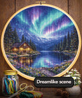 Cross Stitch Pattern - Mountain Aurora at Water's Edge - Instant Digital Download