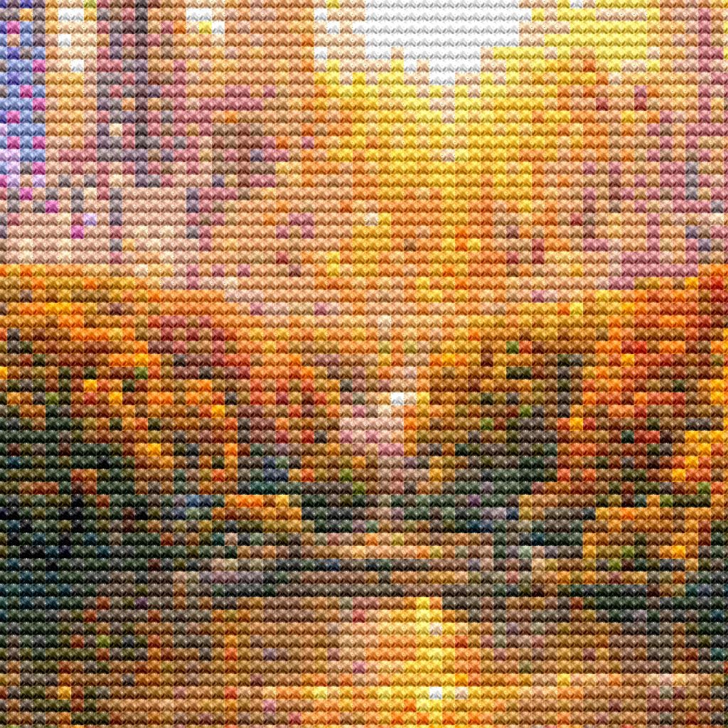Cross Stitch Pattern - Central Park Autumn Morning NYC - Instant Digital Download
