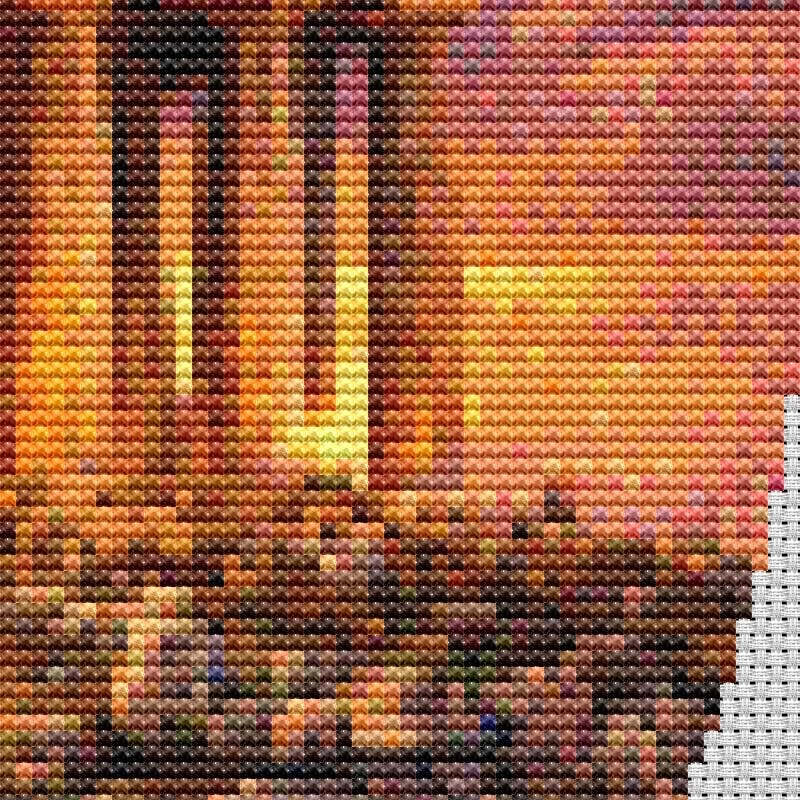 Cross Stitch Pattern - Parthenon Ruins, Acropolis Sunset - Instant Digital Download