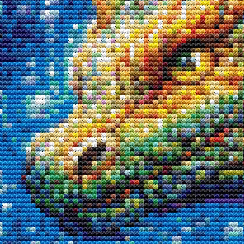 Cross Stitch Pattern - Rainbow Water Dragon - Instant Digital Download