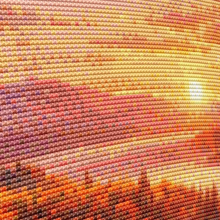Cross Stitch Pattern - Autumn Sunset, Green Mountains - Instant Digital Download