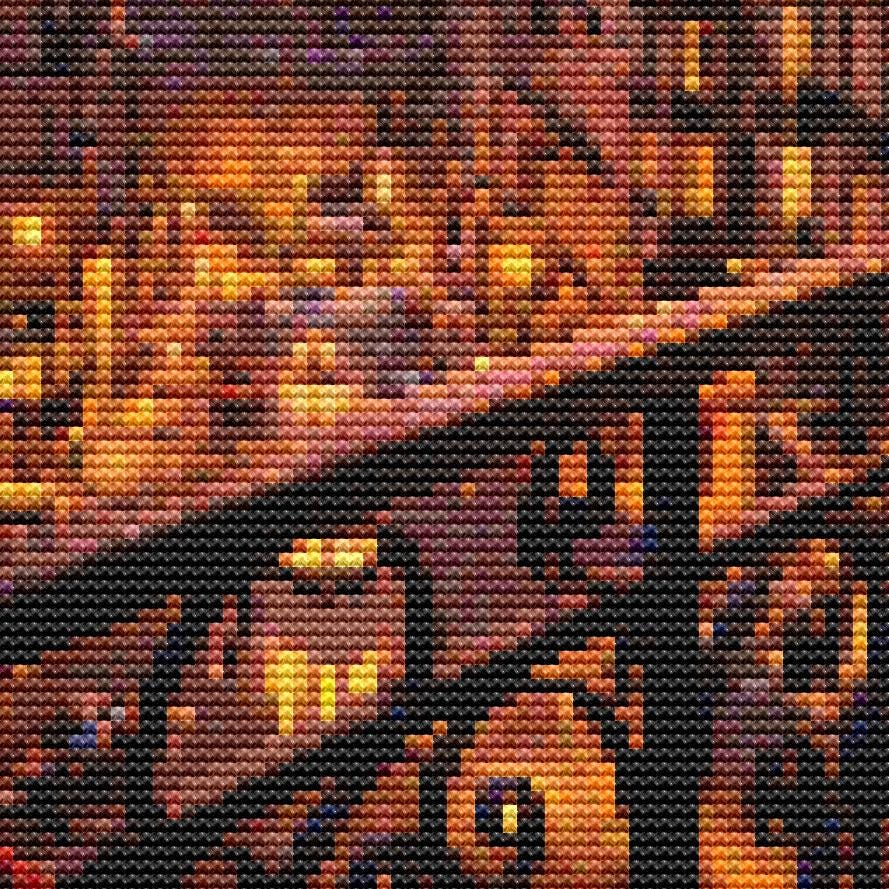 Cross Stitch Pattern - Parisian Balcony, Eiffel Tower View - Instant Digital Download