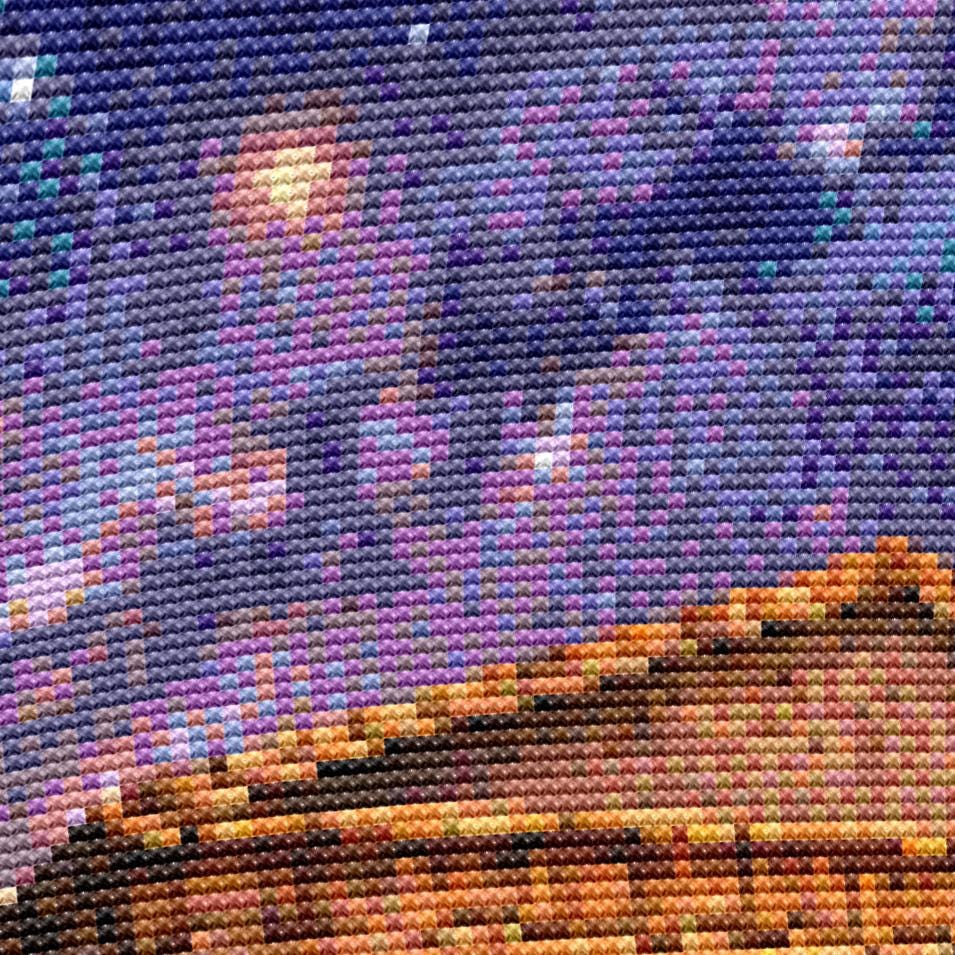 Cross Stitch Pattern - Parthenon Ruins, Acropolis Sunset - Instant Digital Download