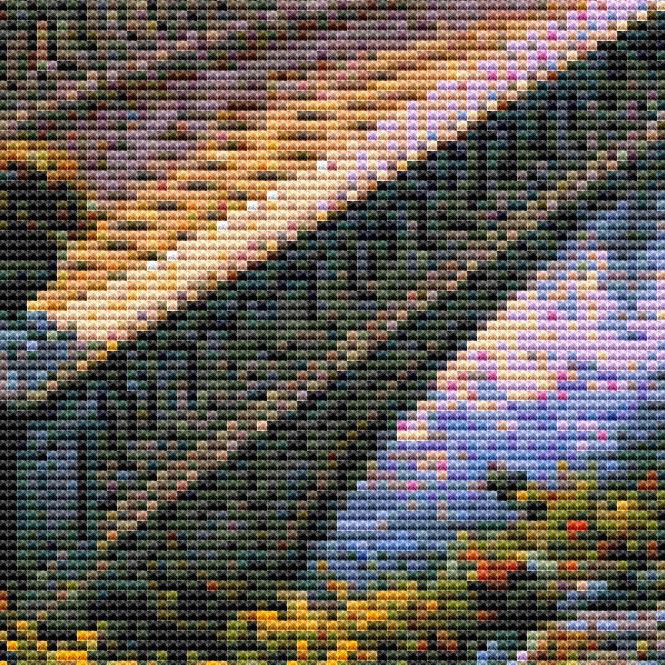 Cross Stitch Pattern - Central Park Autumn Morning NYC - Instant Digital Download