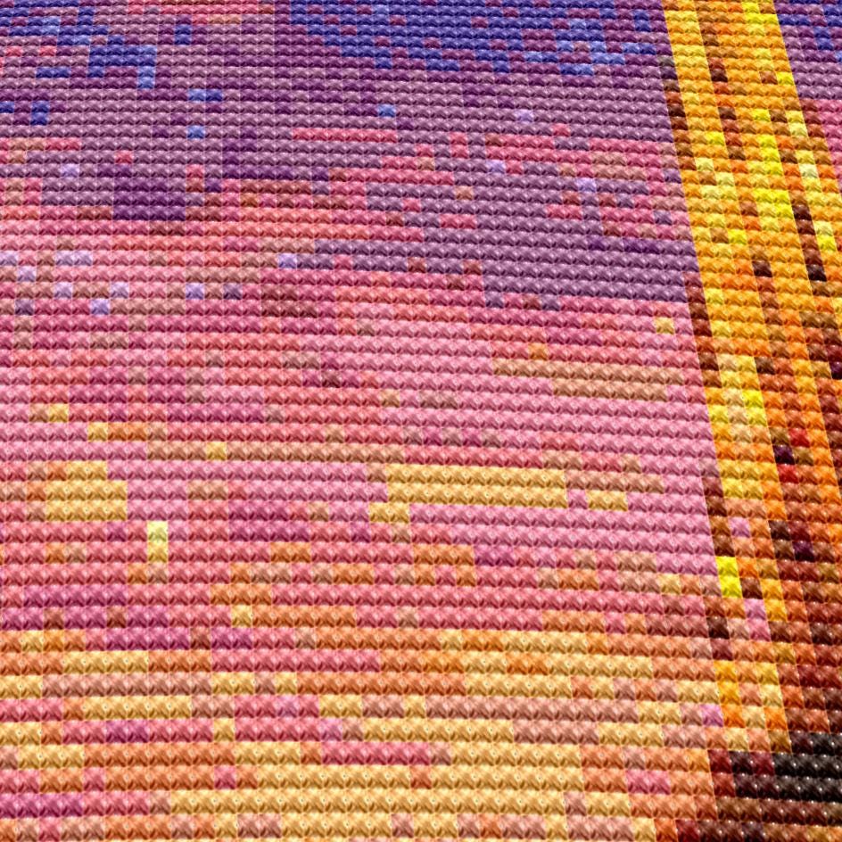 Cross Stitch Pattern - Parisian Balcony, Eiffel Tower View - Instant Digital Download