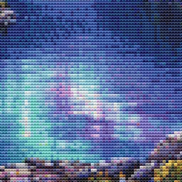 Cross Stitch Pattern - Mountain Aurora at Water's Edge - Instant Digital Download