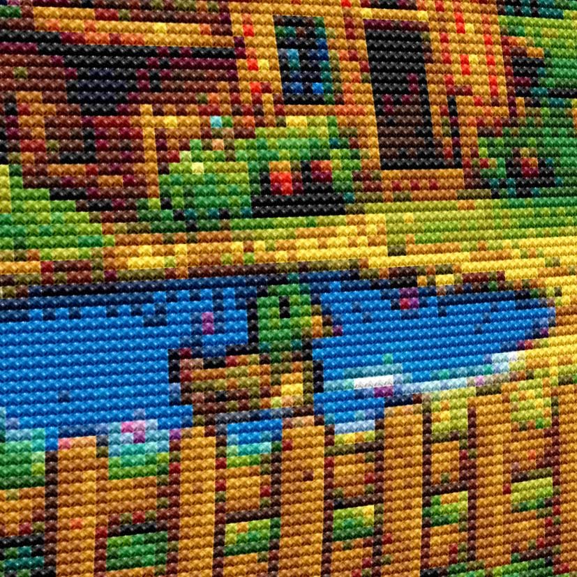 Cross Stitch Pattern - Spring in the Valley at Farmer's Eye View - Instant Digital Download