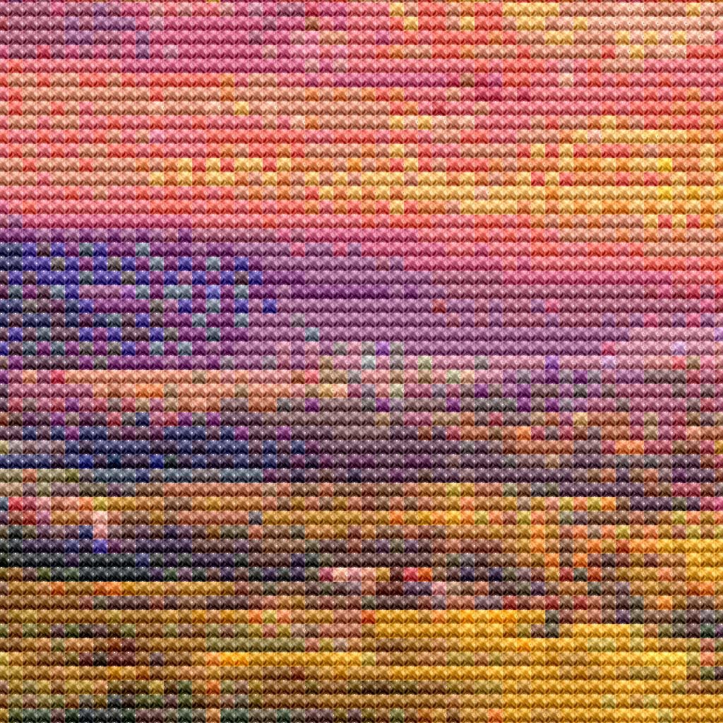 Cross Stitch Pattern - Country Sunrise, Rolling Hills Lane - Instant Digital Download