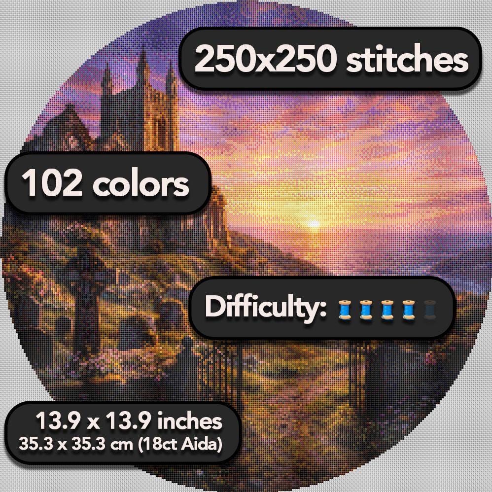 Cross Stitch Pattern - Cathedral at the Edge of the Sea - Instant Digital Download