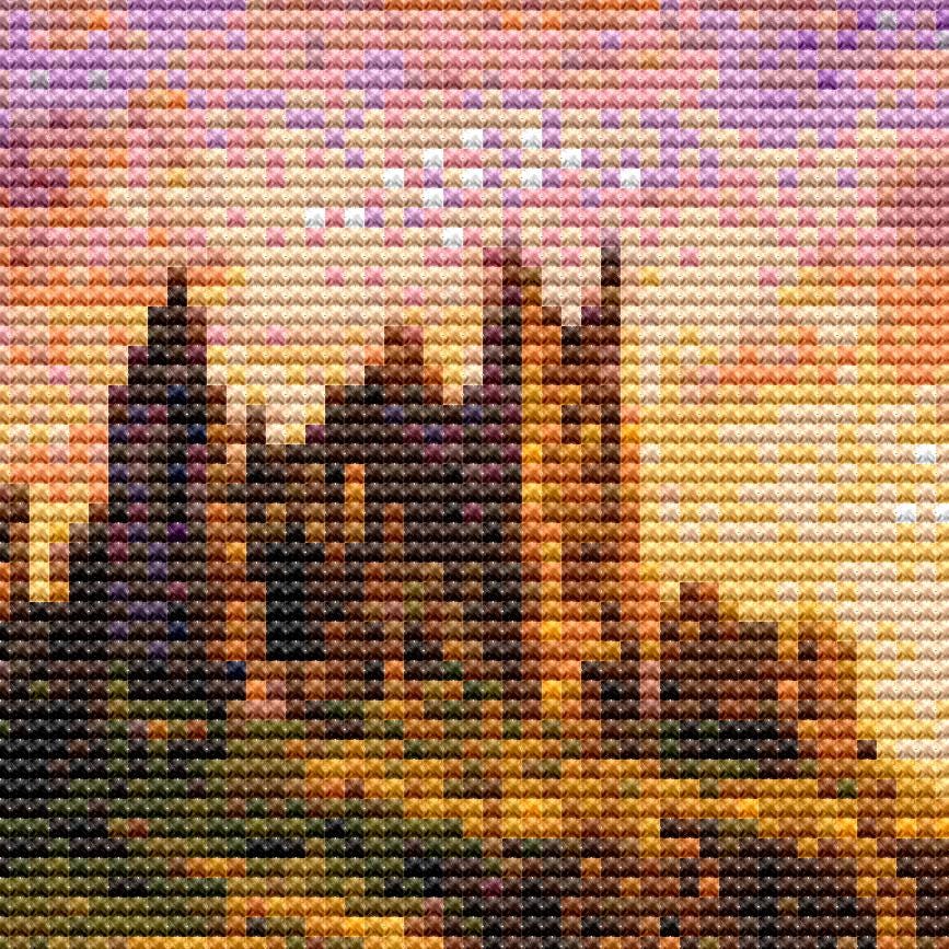 Cross Stitch Pattern - Castle Ruins, Lone Island - Instant Digital Download