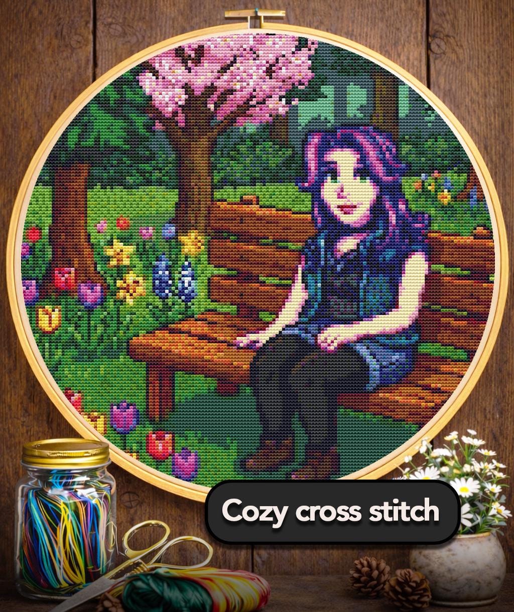Cross Stitch Pattern - Abigail in the Valley, Spring Respite - Instant Digital Download