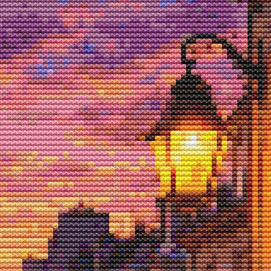 Cross Stitch Pattern - Parisian Balcony, Eiffel Tower View - Instant Digital Download