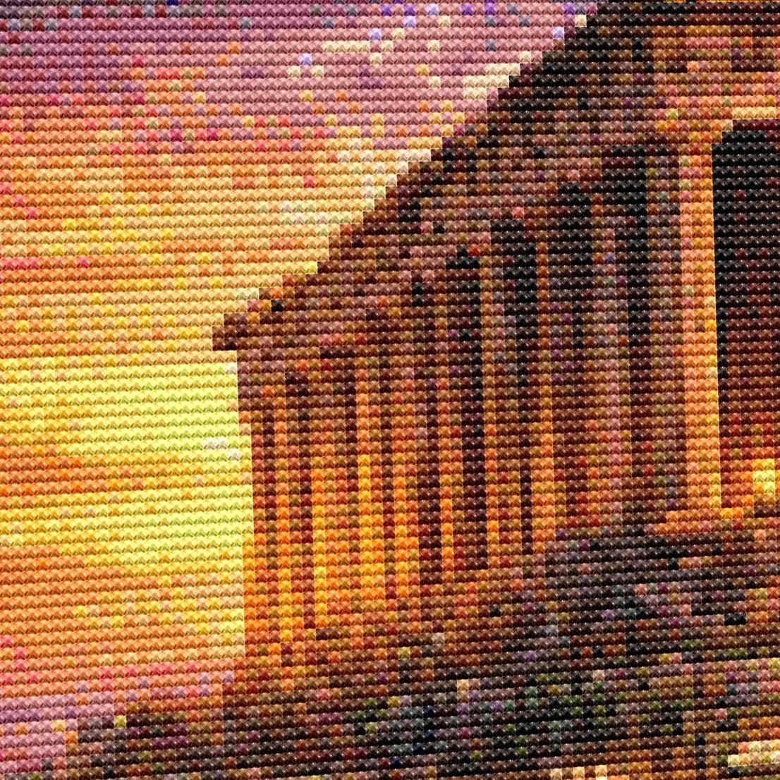 Cross Stitch Pattern - Parthenon Ruins, Acropolis Sunset - Instant Digital Download