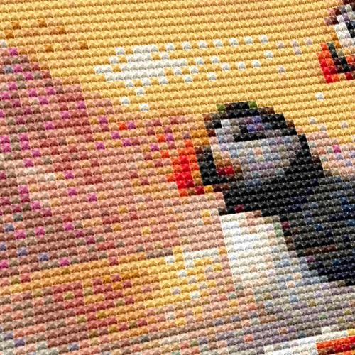 Cross Stitch Pattern - Puffin Cliffs, Winter Sunset - Instant Digital Download
