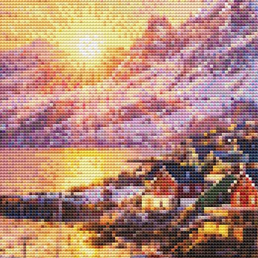 Cross Stitch Pattern - Steadfast Greenland Sunrise - Instant Digital Download