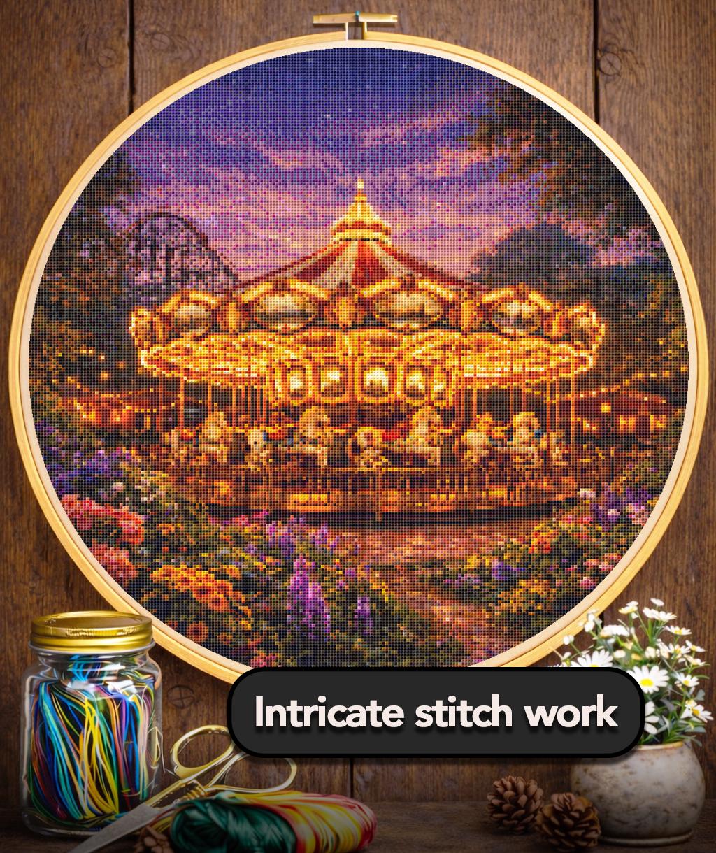 Cross Stitch Pattern - Twilight Carousel, Summer Dream - Instant Digital Download