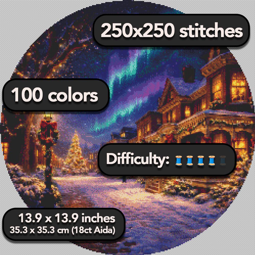 Cross Stitch Pattern - Christmas Village Aurora - Instant Digital Download