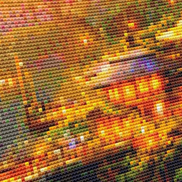 Cross Stitch Pattern - Treetop City Sunset with Dual Moons - Instant Digital Download - Huge 350x350