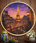 Cross Stitch Pattern - Parisian Balcony, Eiffel Tower View - Instant Digital Download