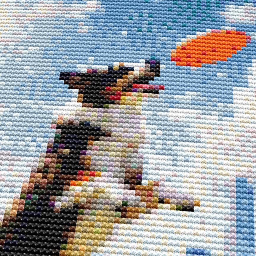 Cross Stitch Pattern - Canine Leap in Central Park - Instant Digital Download