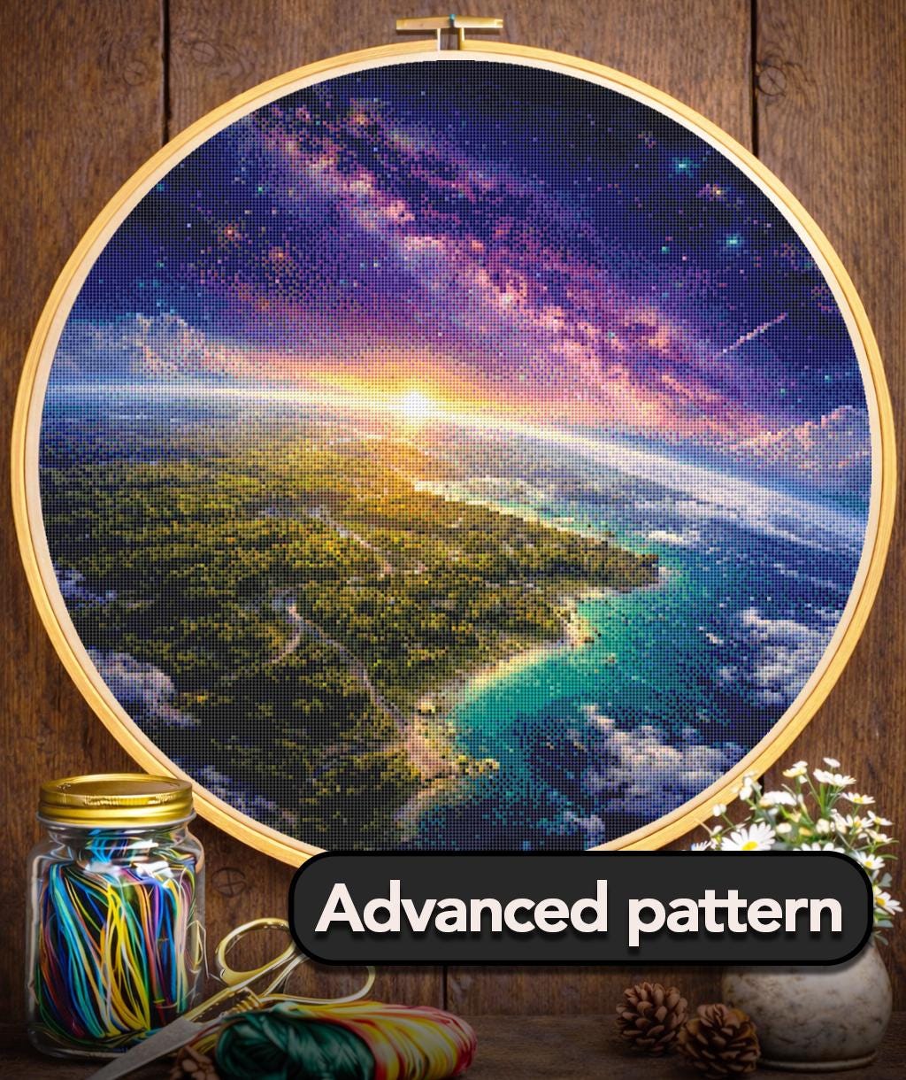 Cross Stitch Pattern - Edge of the Blue World - Instant Digital Download