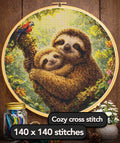 Cross Stitch Pattern - Sloth Hug, Mother & Baby - Instant Digital Download