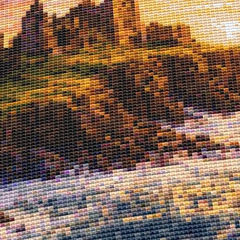 Cross Stitch Pattern - Castle Ruins, Lone Island - Instant Digital Download