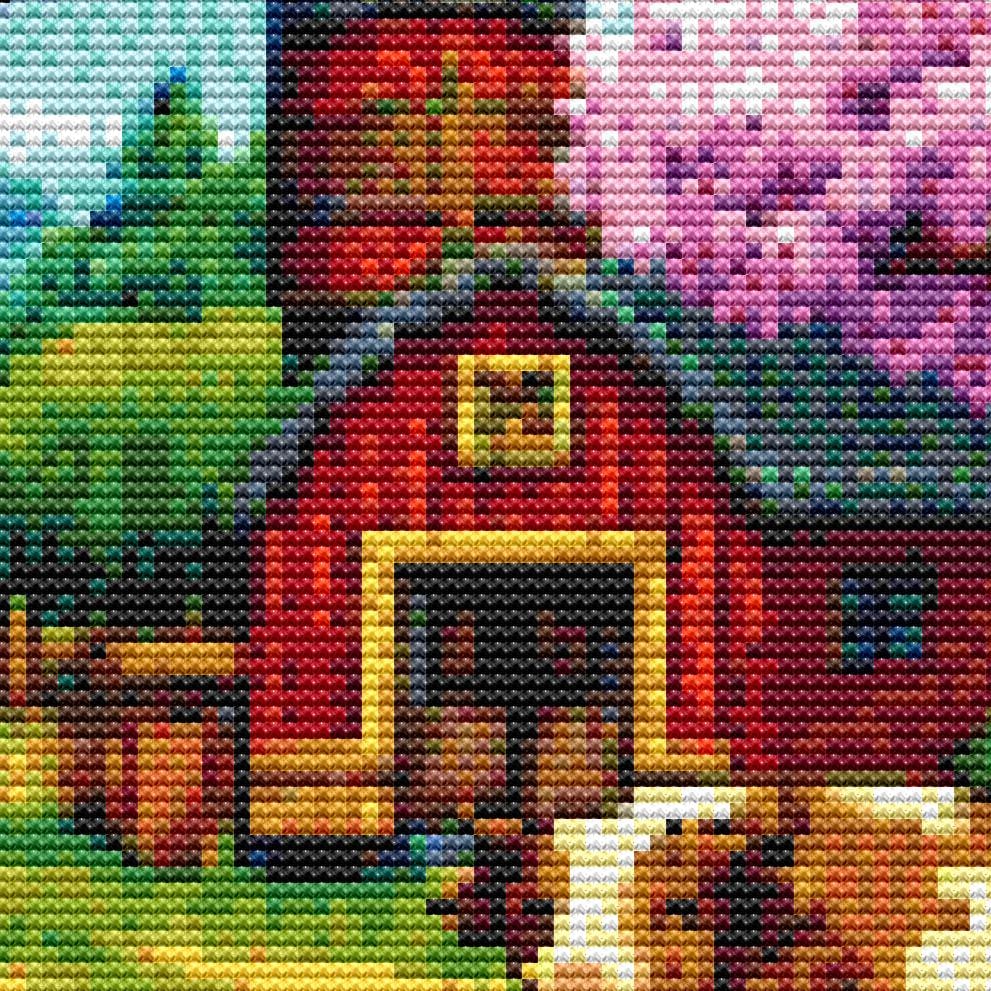 Cross Stitch Pattern - Spring in the Valley at Farmer's Eye View - Instant Digital Download