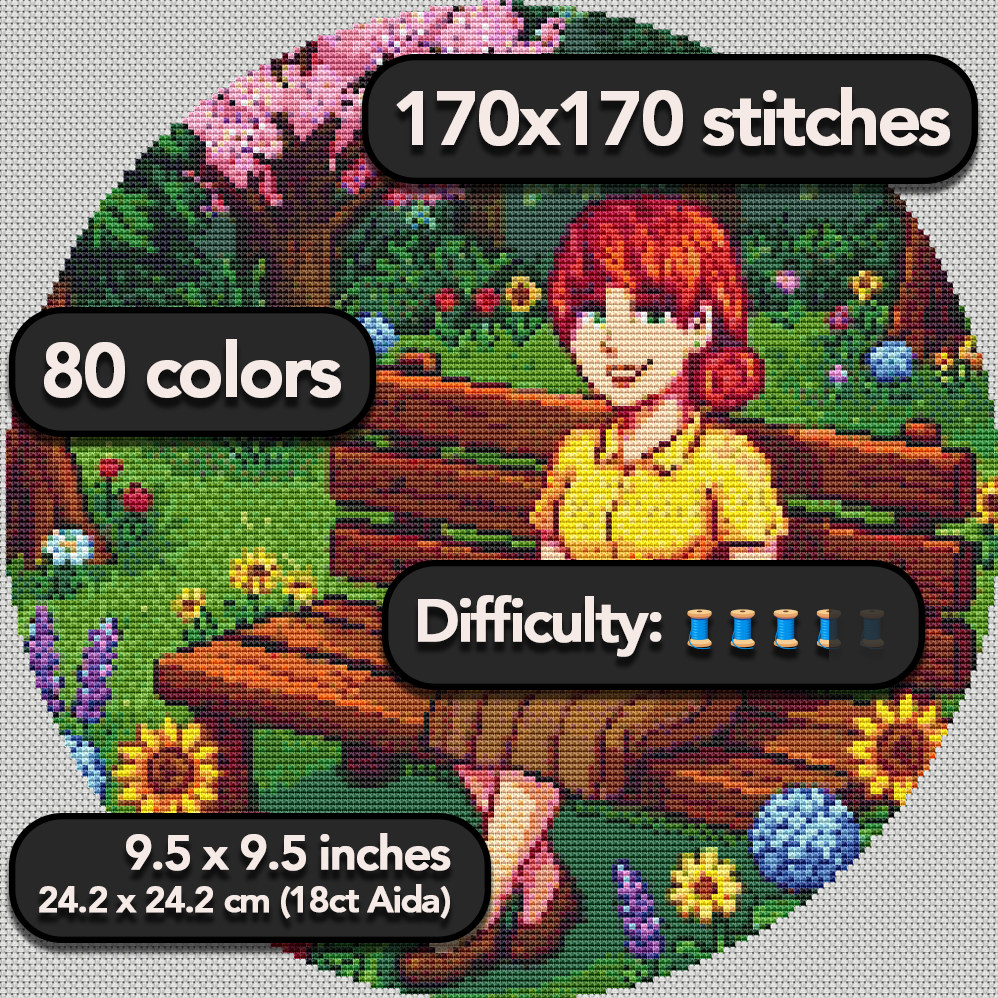 Cross Stitch Pattern - Penny in the Valley, Summer Relaxation - Instant Digital Download