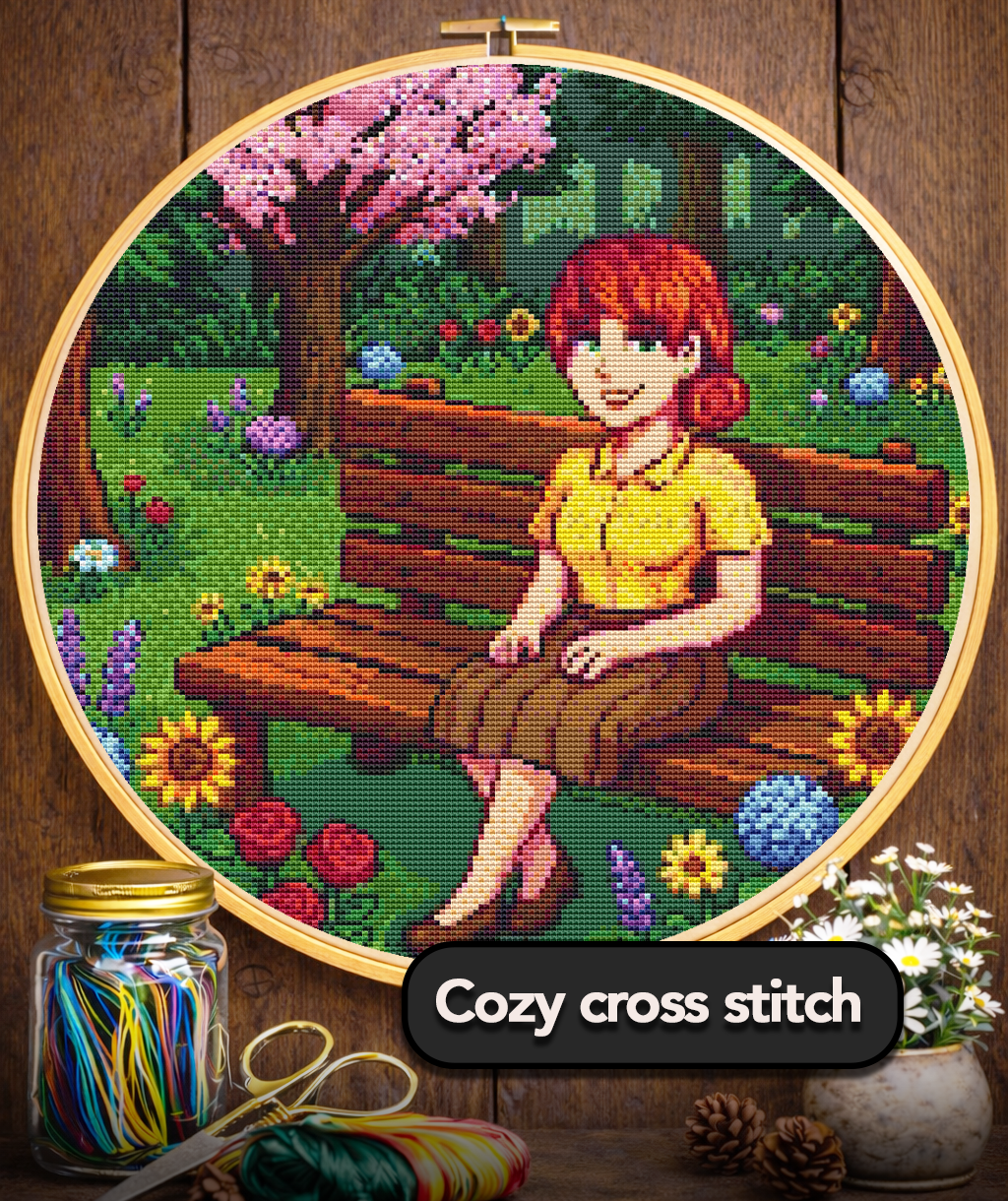 Cross Stitch Pattern - Penny in the Valley, Summer Relaxation - Instant Digital Download