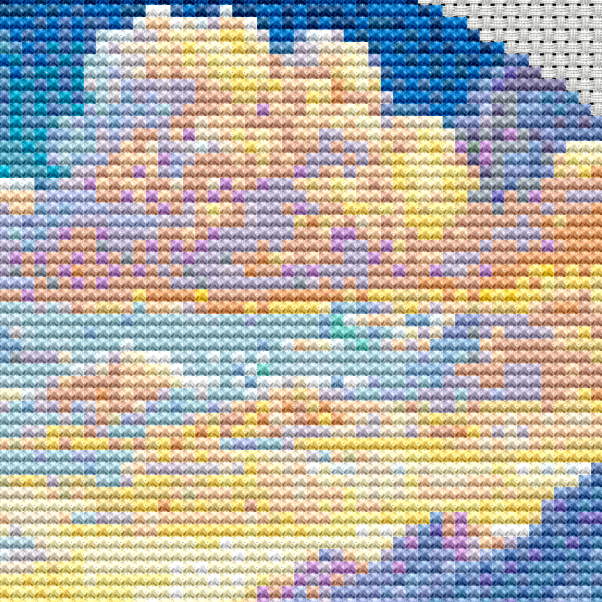 Cross Stitch Pattern - Baby Loon and Mother, Mountain Sunset - Instant Digital Download